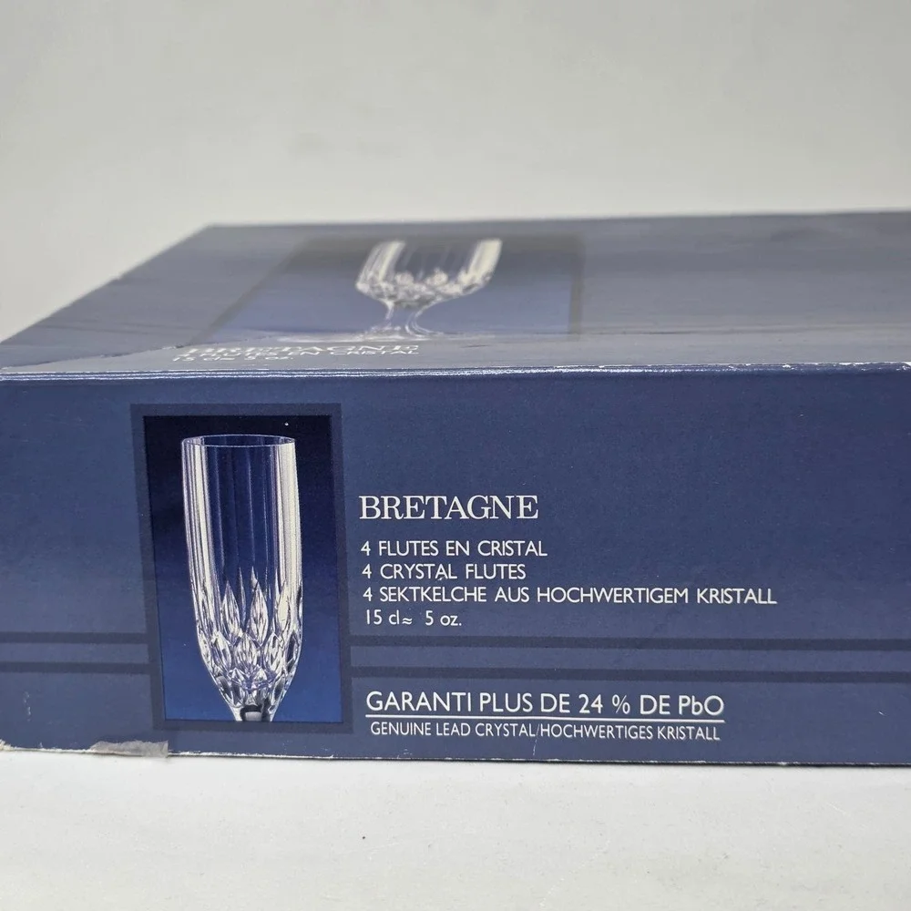 Cristal d'Arques Bretagne Crystal Champagne Flutes 8 1/8